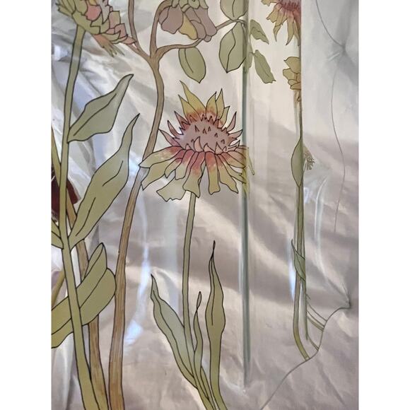 Mid Century Dorothy Thorpe Hand Painted 3 Section Glass Tray Floral - Signed - Picture 8 of 12